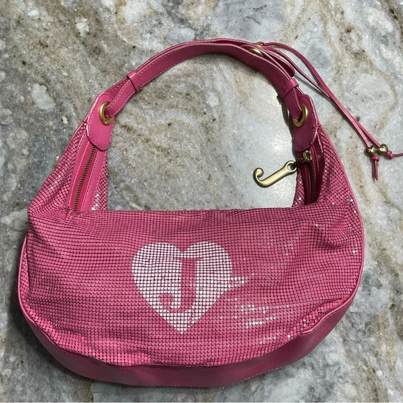 Vintage Juicy Couture mesh/chainmail graffiti VIVA LA JUICY Rare shoulder hobo - Picture 13 of 15